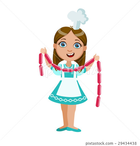 Girl Holding String Of Sausages, Cute Kid In Chief 29434438