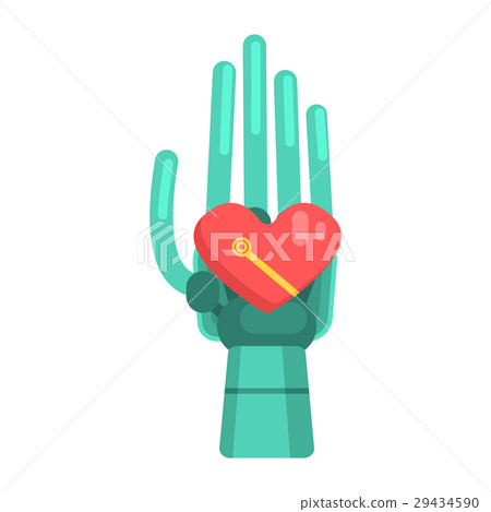 Metal Android Hand Holding Heart Shape Element 29434590