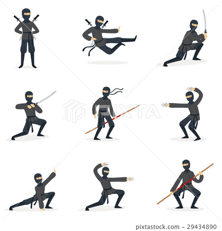 Japanese Ninja Assassin In Full Black Costume Japanese Ninja Assassin In Full Black Costume 29434890