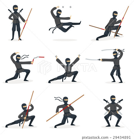 Japanese Ninja Assassin In Full Black Costume Japanese Ninja Assassin In Full Black Costume 29434891