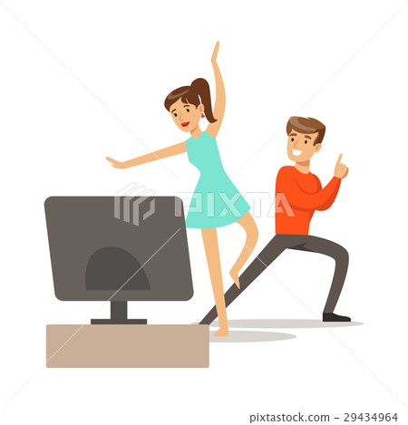 Couple, Console And Motion Capture Dancing,Part Of 29434964