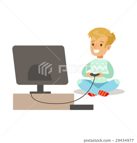Boy With Joystick And Console,Part Of Happy Gamers Boy With Joystick And Console,Part Of Happy Gamers 29434977