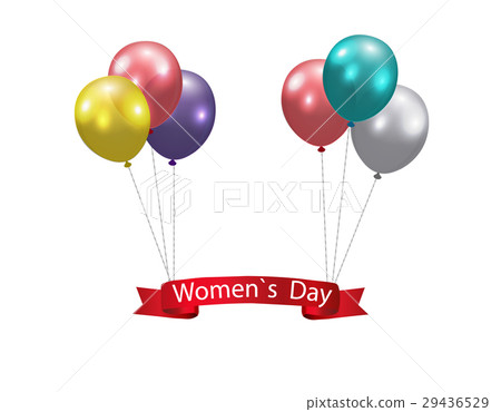 Women s Day Multicolored balloons and a ribbon Women s Day Multicolored balloons and a ribbon 29436529
