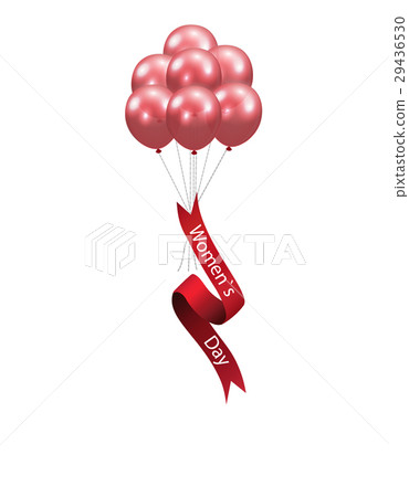 Women s Day Seven red balloons and a ribbon with Women s Day Seven red balloons and a ribbon with 29436530