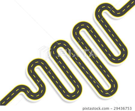 A winding road with markings. Top view with shadow 29436753