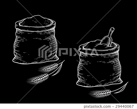 hand drawn chalk sacks with flour hand drawn chalk sacks with flour 29440067