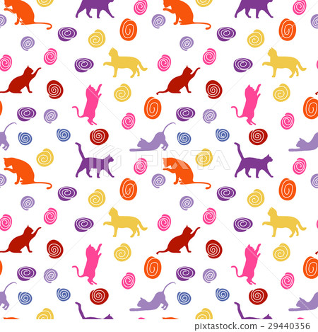 Cats and balls. seamless baby background with 29440356