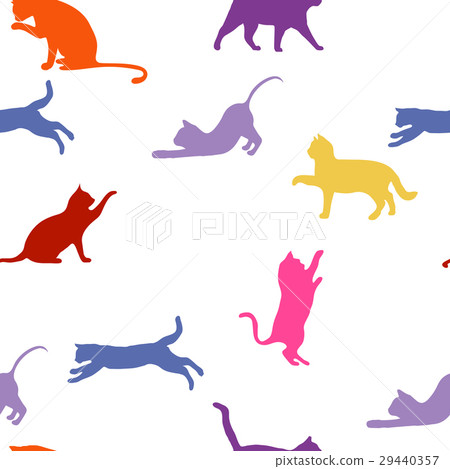 Cats. seamless baby background with colour cats. 29440357