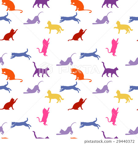 Cats. seamless baby background with colour cats. 29440372
