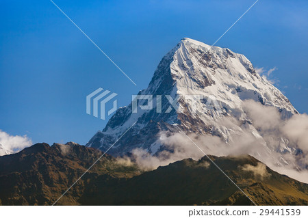 View of snowy mountain from poon hill. 29441539