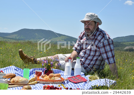 Man with Hat on Picnic 29442639