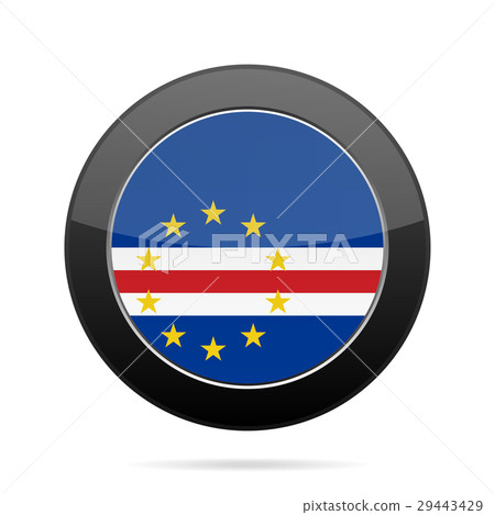 插圖素材: flag of cape verde. shiny black round button.