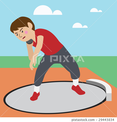 Shot-put athletic sport vector cartoon 29443834