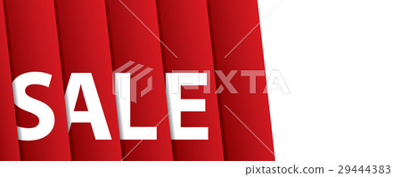 sale hanging design on red curtain backdround 29444383