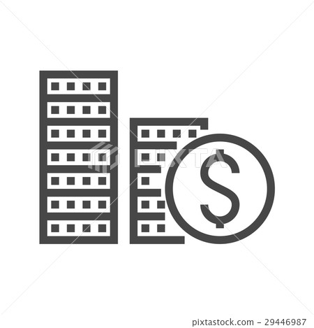 Coins Stack Thin Line Vector Icon - Stock Illustration [29446987] - PIXTA