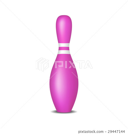 Bowling pin in pink design with white stripes - Stock Illustration