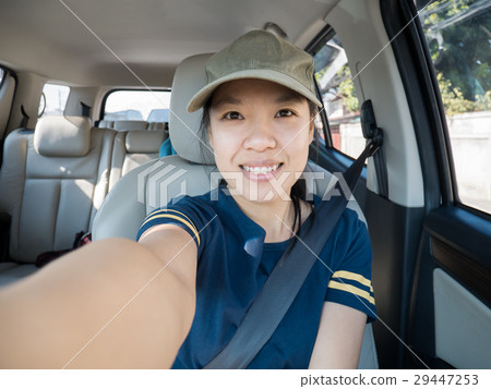 Woman selfie in car Woman selfie in car 29447253