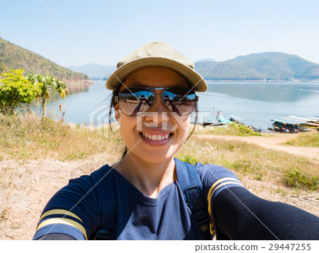 Traveler woman selfie  29447255