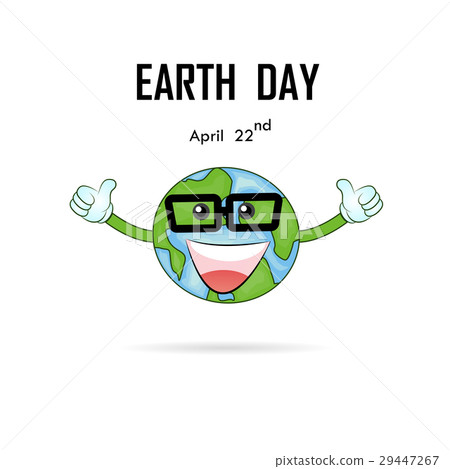 Happy Earth Day April 22 with globe cute character Happy Earth Day April 22 with globe cute character 29447267