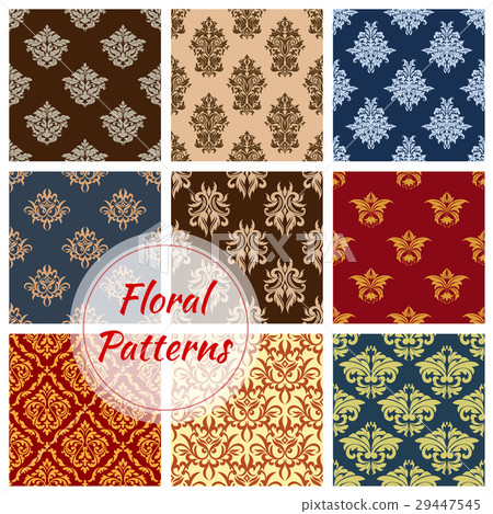 Floral seamless pattern ornaments vector set 29447545