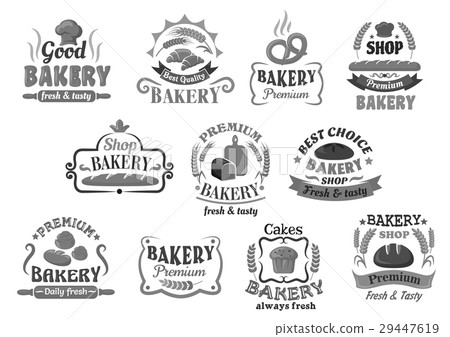 Bread and pastry cakes bakery vector icons set 29447619
