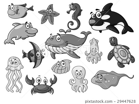 Sea Ocean Cartoon Animals Fishes Vector Icons Set Stock Illustration 29447628 Pixta Sea Ocean Cartoon Animals Fishes Vector Icons Set Stock Illustration 29447628 Pixta