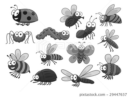 Cartoon insects and bugs vector icons set - Stock Illustration [29447637] -  PIXTA