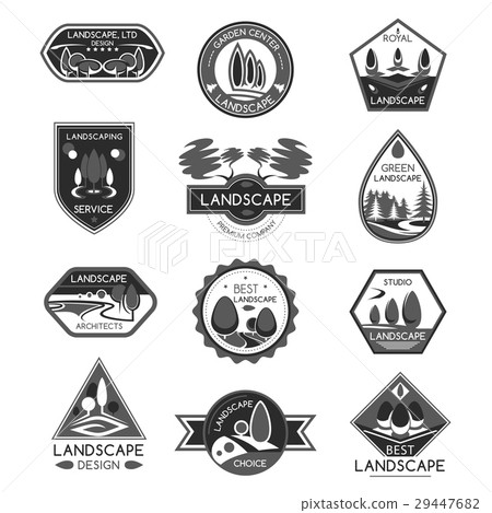 Landscape design company vector icons set Landscape design company vector icons set 29447682