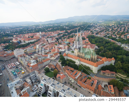 Aerial view at capital town of Croatia, Zagreb Aerial view at capital town of Croatia, Zagreb 29449337
