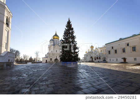 Cathedral Square with New Year tree,Moscow Kremlin Cathedral Square with New Year tree,Moscow Kremlin 29450281