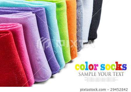 Bright multicolored socks isolated on white   29452842