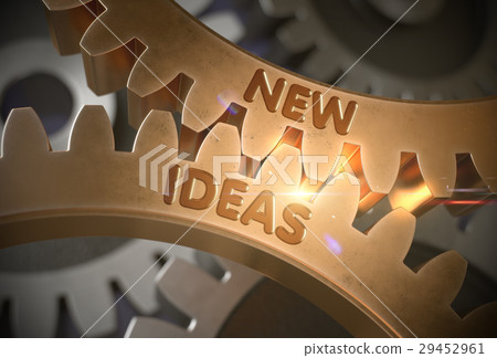 New Ideas Concept. Golden Cogwheels. 3D New Ideas Concept. Golden Cogwheels. 3D 29452961