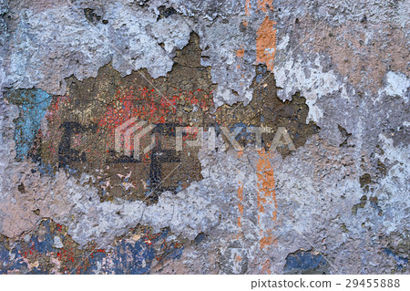 Facade of an old house with layers of old paint 29455888