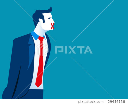Businessman with sticking plaster his mouth Businessman with sticking plaster his mouth 29456136
