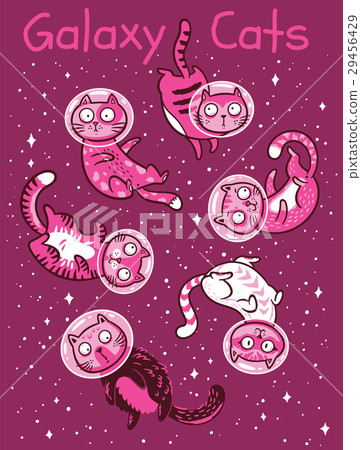 Vector print with cats in space. 29456429