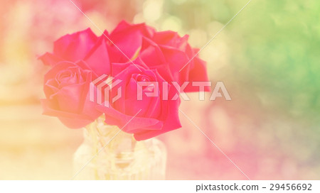 red roses in a vase, pastel color. 29456692