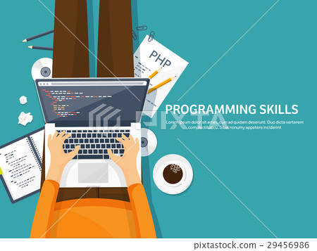 Programming,coding. Flat computing background - Stock Illustration ...
