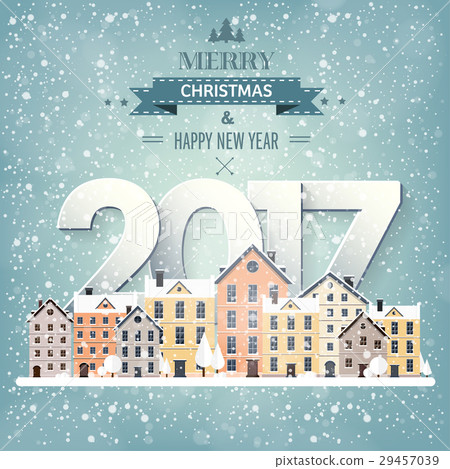 Vector illustration. Winter urban landscape. City Vector illustration. Winter urban landscape. City 29457039