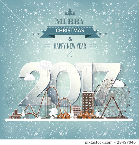 Vector illustration. Winter urban landscape. City 29457040