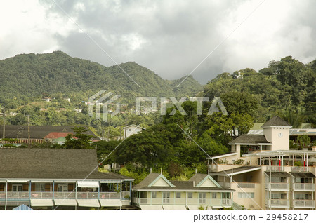 Waterfront Hotels and mountainous landscape 29458217