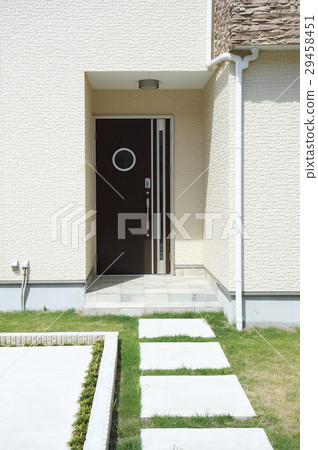 Design Residential Exterior Design Entrance Approach Lawn and stepping stones 29458451
