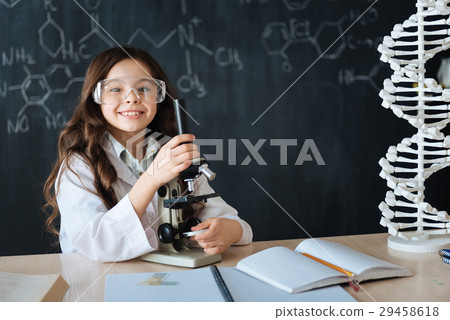 Charming little researcher enjoying medicine Charming little researcher enjoying medicine 29458618