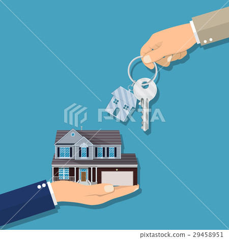Businessman hands giving key for house 29458951
