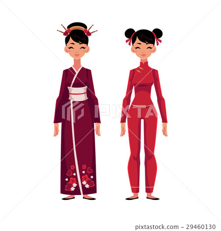 Two Chinese women in traditional national costumes Two Chinese women in traditional national costumes 29460130