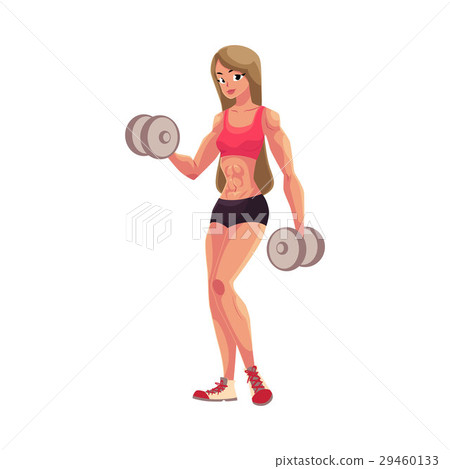 Woman bodybuilder, weightlifter working out Woman bodybuilder, weightlifter working out 29460133