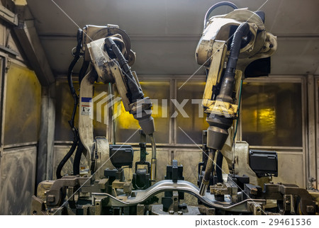 Team robot welding in teaching mode  29461536