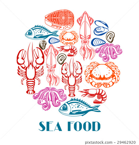 Background with various seafood. Illustration of 29462920
