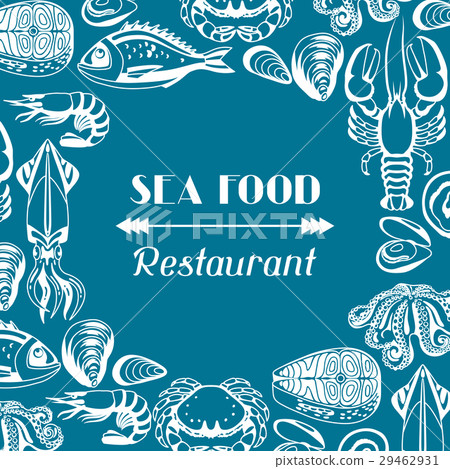 Background with various seafood. Illustration of 29462931