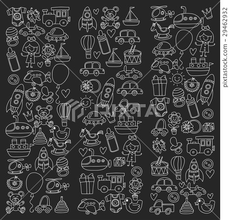 Vector doodle set with toys for shop, store Vector doodle set with toys for shop, store 29462932