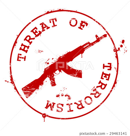 Stamp with AK-47 and bloody blots - terrorism 29463141